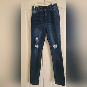 Fashion Nova Midnight Blue Ripped Skinny Jeans